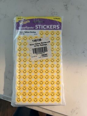 Yellow Smiley Face Sticker 12 Pack